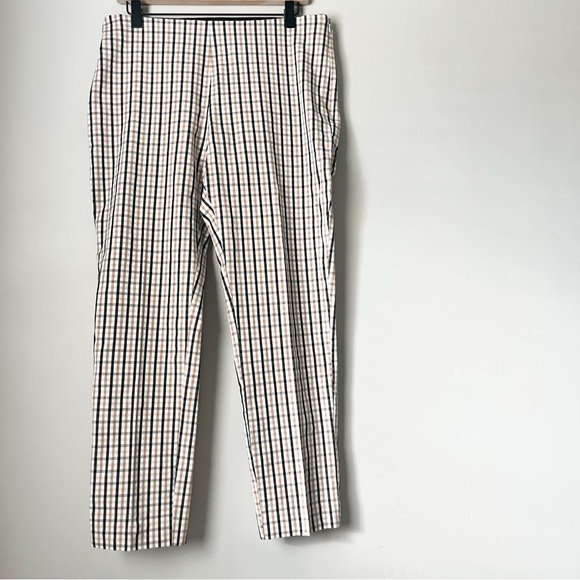 A new day plaid checkered cropped pant pull on zipper closure stretchy waistband - Picture 1 of 14